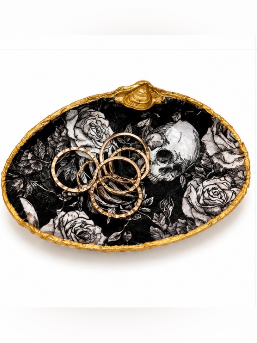 Shell Skull and Roses Trinket Dish